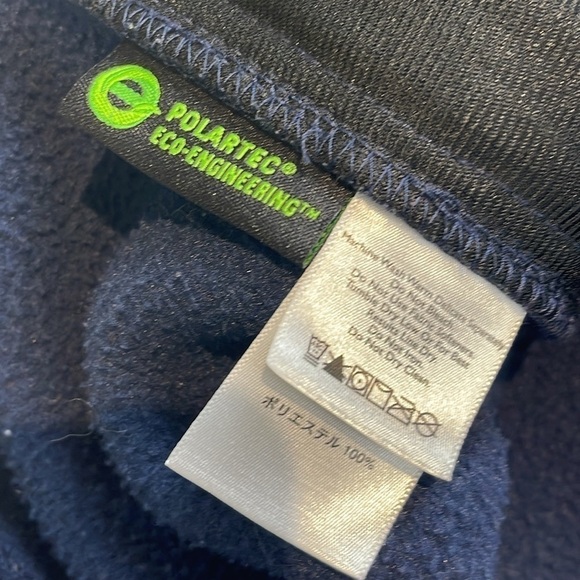 Eddie Bauer Mens Navy Blue Polartec Fleece Full Zip Vest drawstring Size Small - Picture 8 of 9